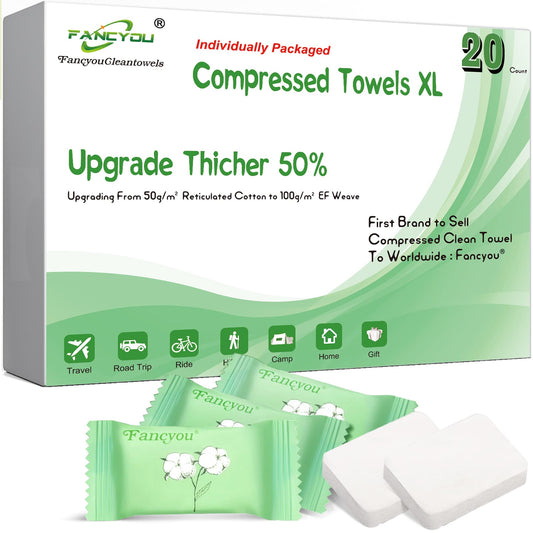 Camping Compressed Towels Large - Individually Wrapped - Thicken Travel Towel